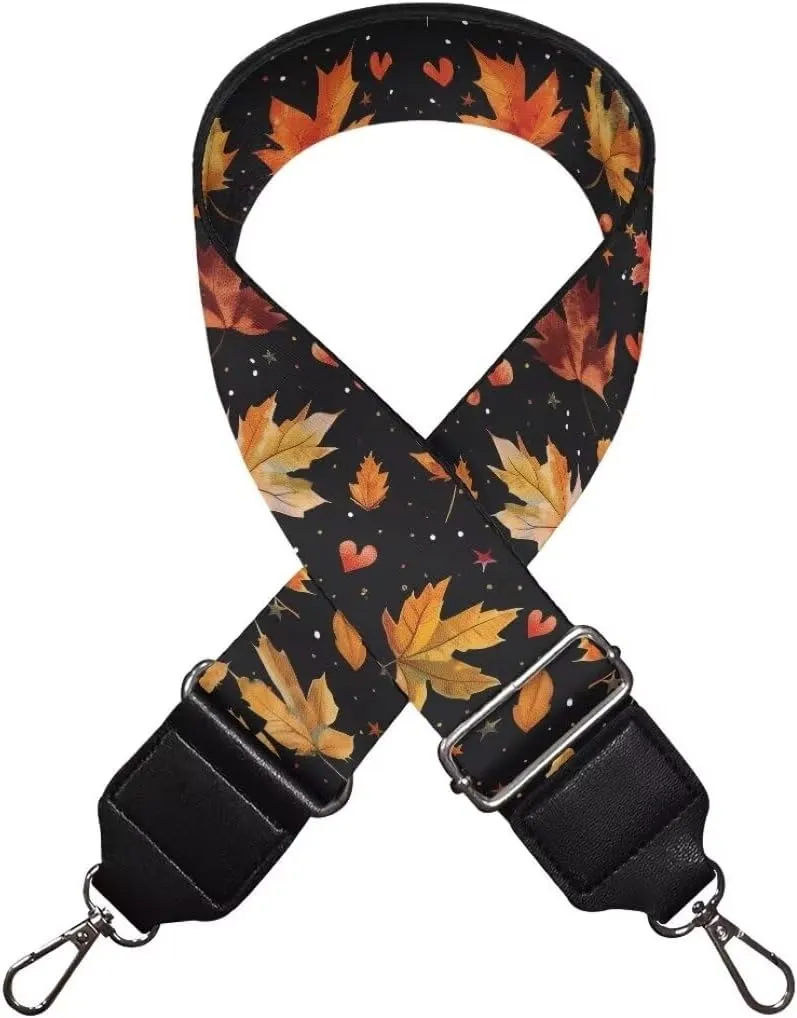 Coldinair Fall Leaf Wide Purse Strap Crossbody Straps for Purses Luggage Adjustable Shoulder Strap Replacement Purse Guitar Straps for Handbags Washable Guitar Strap Purse
