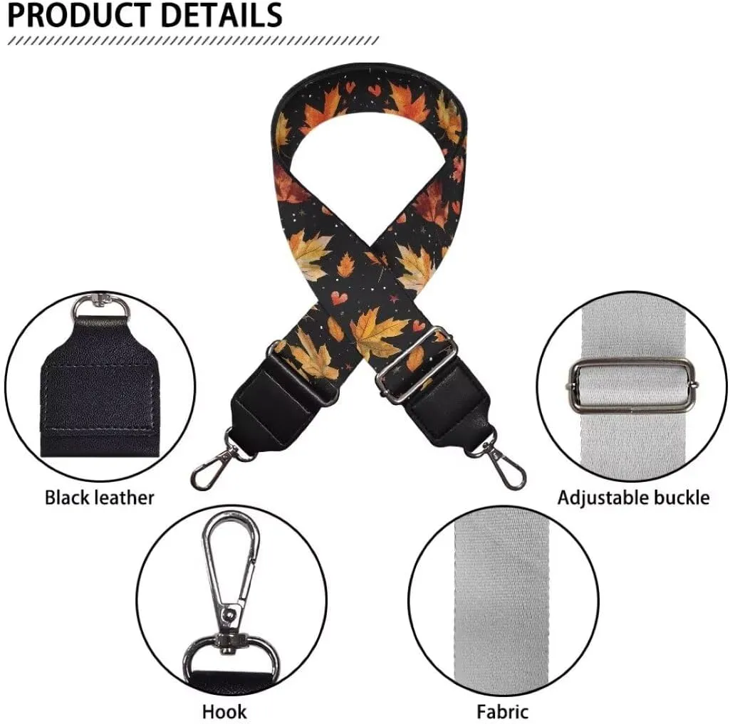 Coldinair Fall Leaf Wide Purse Strap Crossbody Straps for Purses Luggage Adjustable Shoulder Strap Replacement Purse Guitar Straps for Handbags Washable Guitar Strap Purse
