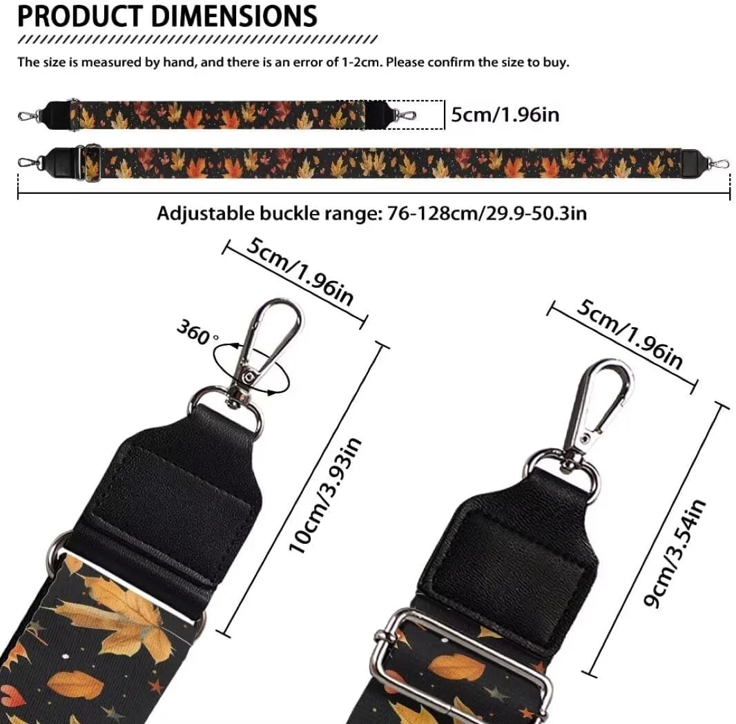 Coldinair Fall Leaf Wide Purse Strap Crossbody Straps for Purses Luggage Adjustable Shoulder Strap Replacement Purse Guitar Straps for Handbags Washable Guitar Strap Purse
