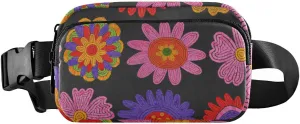 Colored Woven Flowers Fanny Pack Crossbody Bags for Women Belt Bag Running Waist Bag with Adjustable Strap for Outdoors Hiking Cycling Traveling