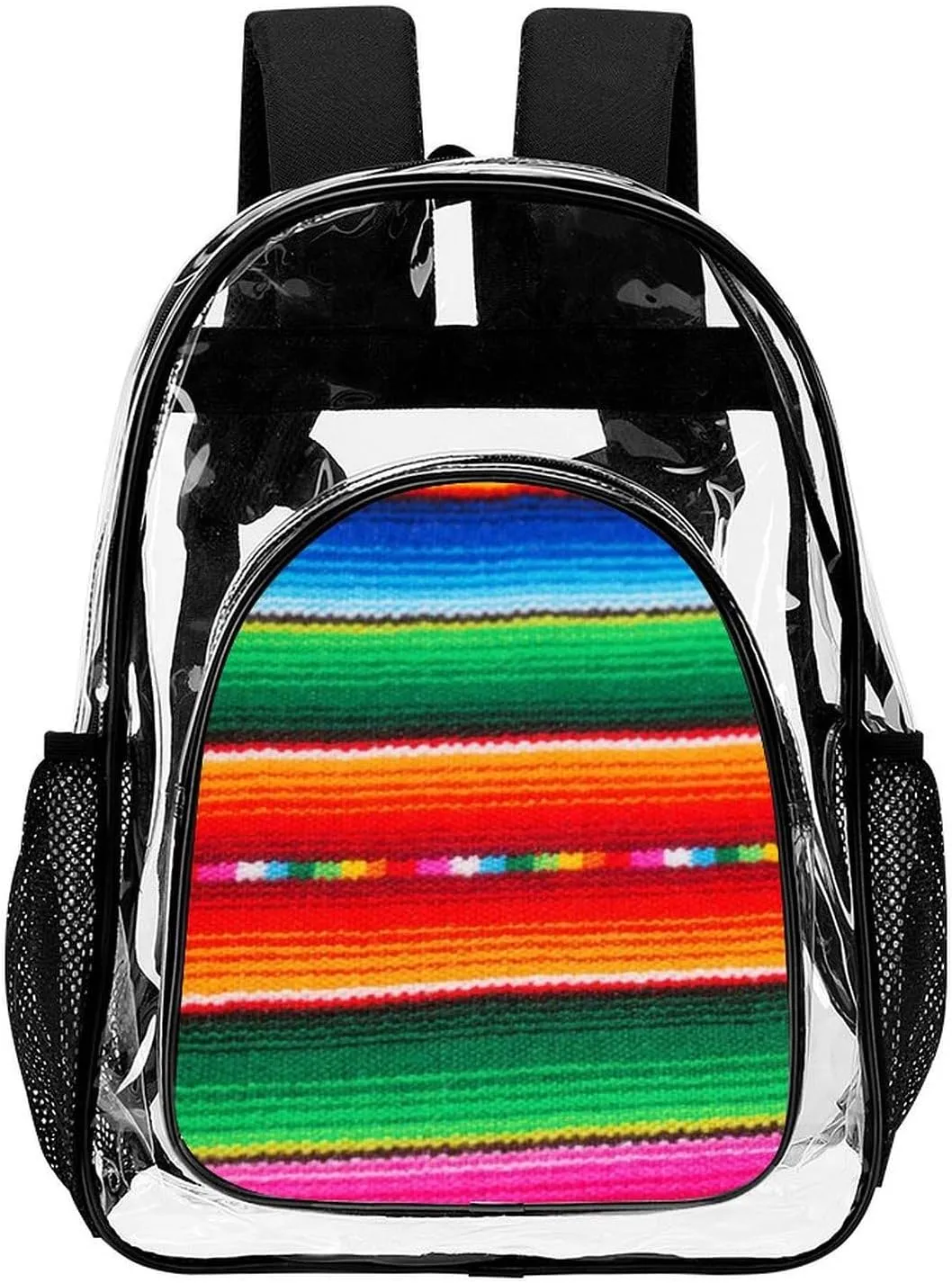 Colorful Mexican Blanket Stripes Art Backpack Transparent Multipurpose Anti-Theft Shoulder Bag Big Capacity Gym Outdoor Hiking Backpack With Padded Straps