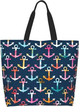 Colorful Unicorn Rainbow Tote Bag For Women, Large Shoulder Foldable Reusable Grocery Handbag For Shopping Picnic