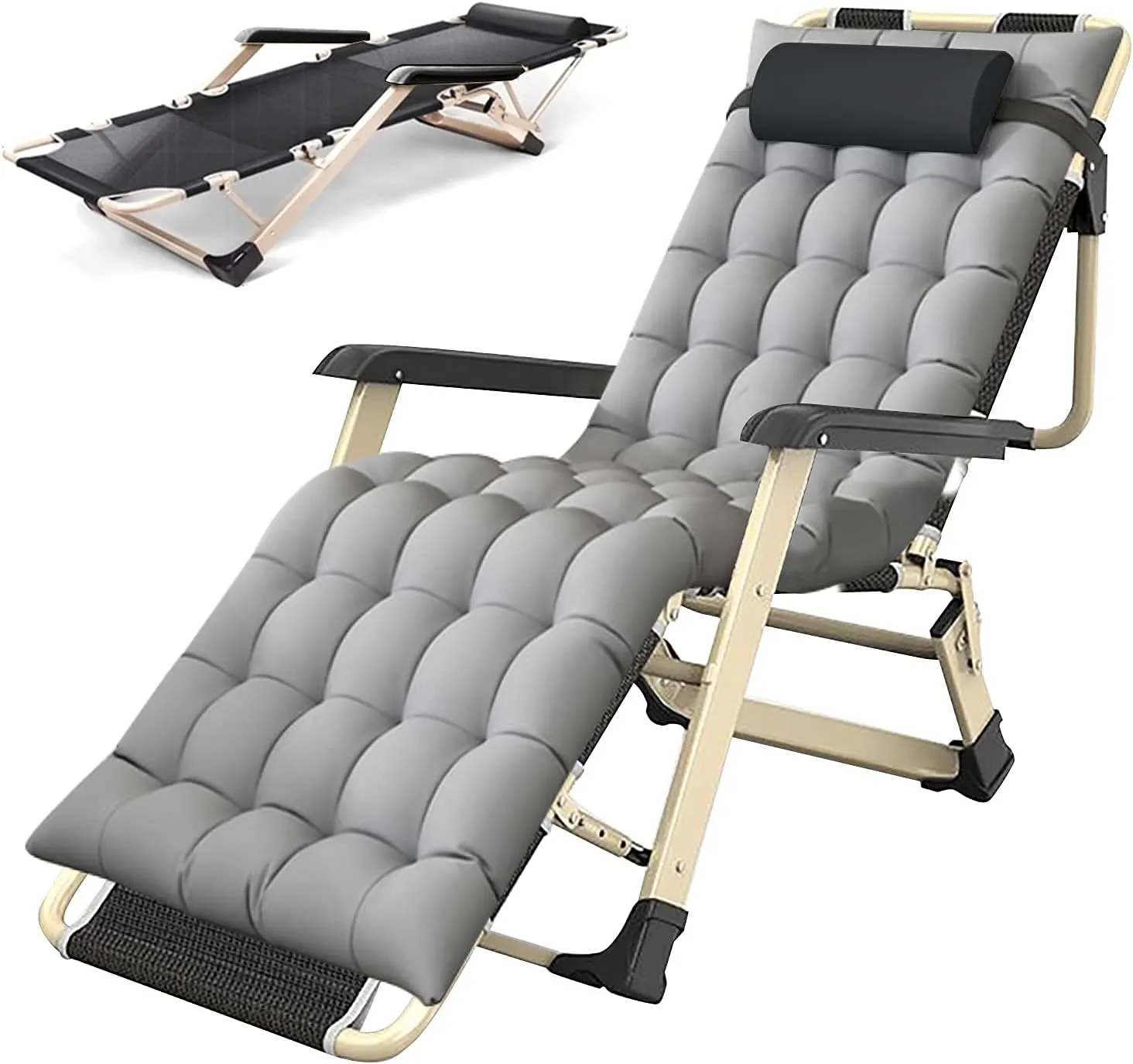 Comfortable Camping Chair Garden Reclining Chair,Outdoor Recliner,Folding Chairs with Padded Seats,for Poolside, Backyard, Beach and Garden-Ergonomic L(