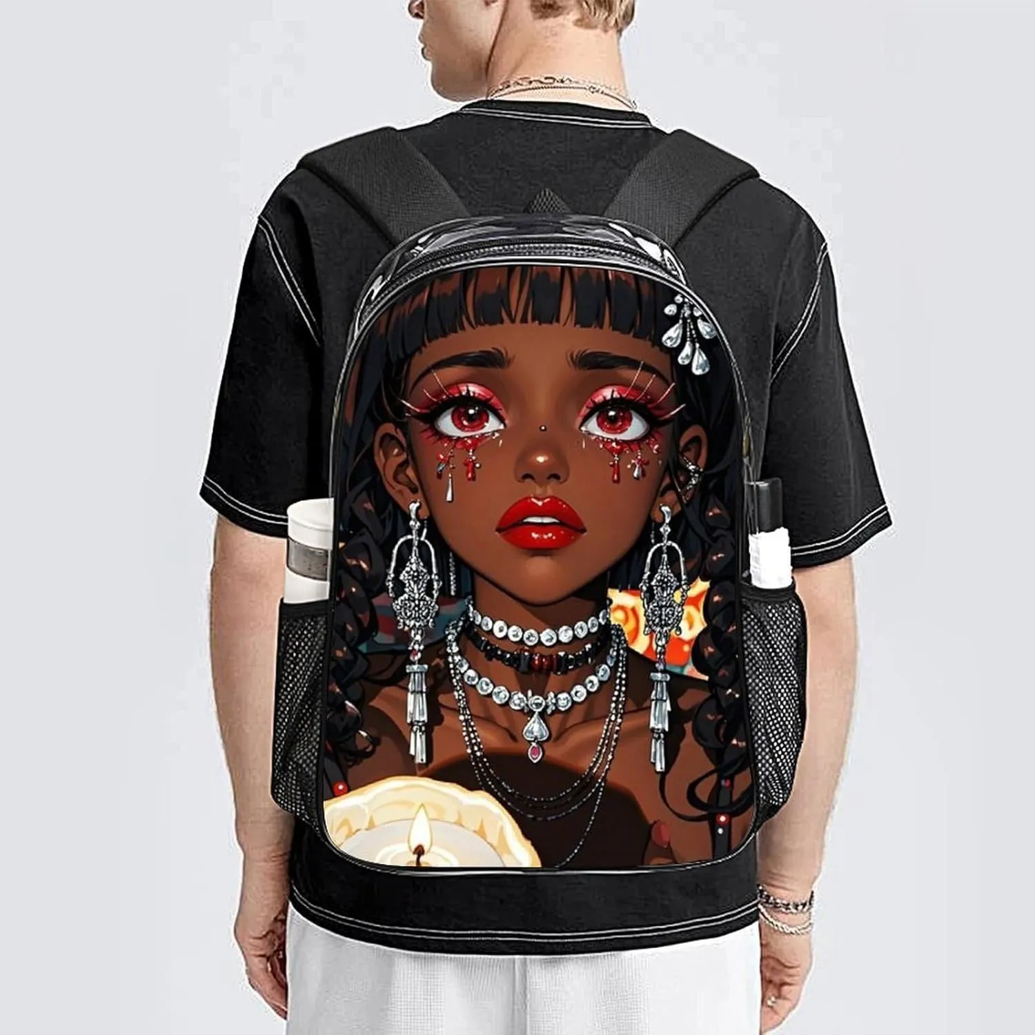 Cool African American Woman Bold And Colorful Art Backpack Transparent Multipurpose Anti-Theft Shoulder Bag Big Capacity Gym Outdoor Hiking Backpack With Padded Straps