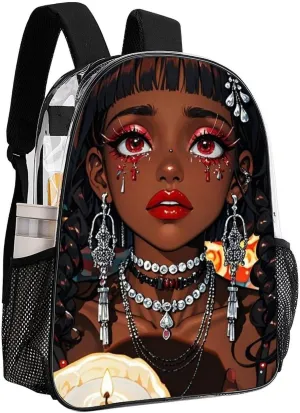 Cool African American Woman Bold And Colorful Art Backpack Transparent Multipurpose Anti-Theft Shoulder Bag Big Capacity Gym Outdoor Hiking Backpack With Padded Straps