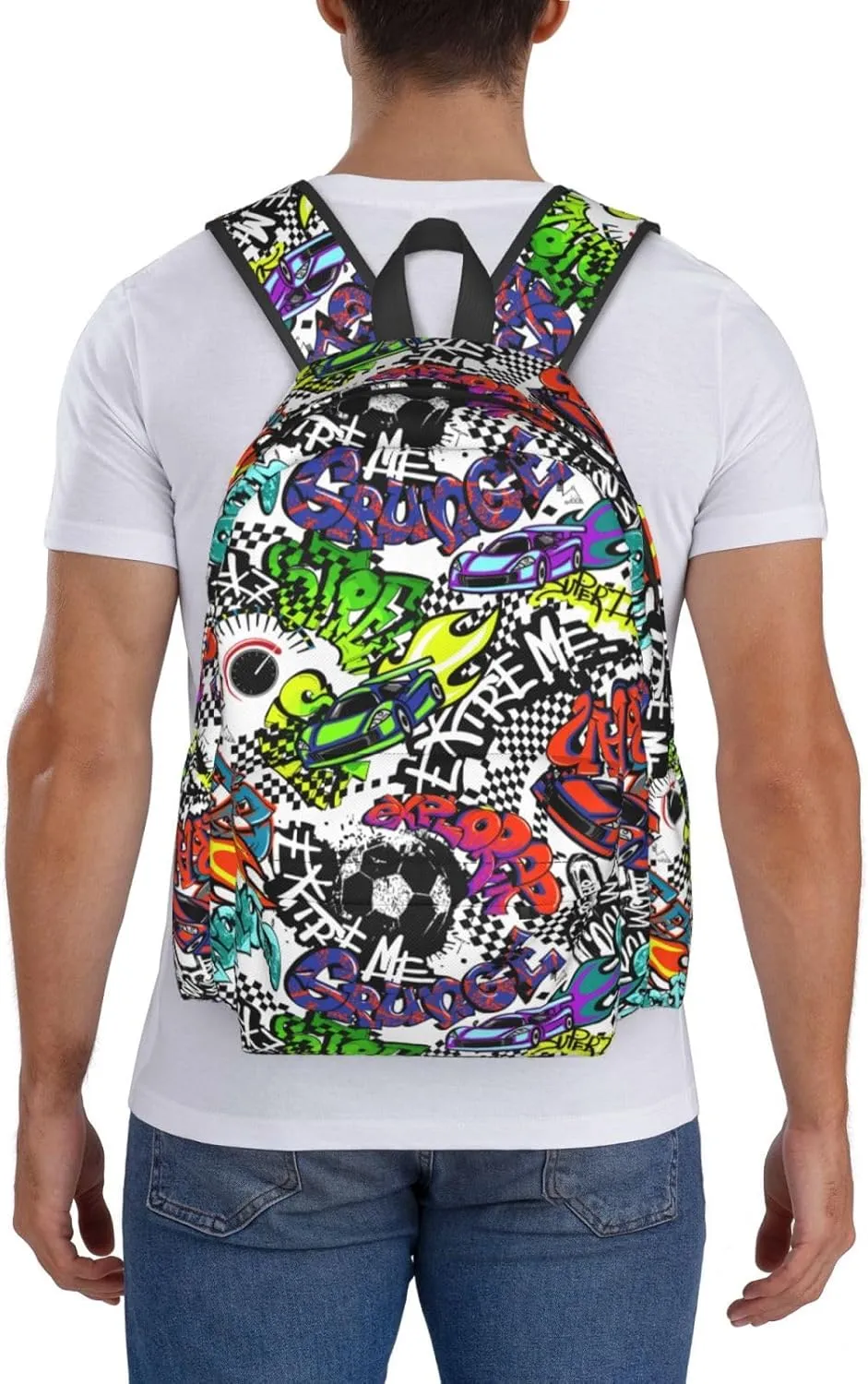 Cool Graffiti Novelty Pattern Backpack School Bag Lightweight Bookbag Casual Daypack for Girls Boys Kids Women Men Travel Laptop 16 Inch