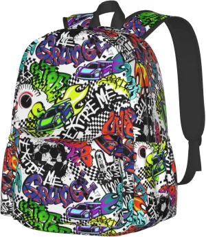 Cool Graffiti Novelty Pattern Backpack School Bag Lightweight Bookbag Casual Daypack for Girls Boys Kids Women Men Travel Laptop 16 Inch