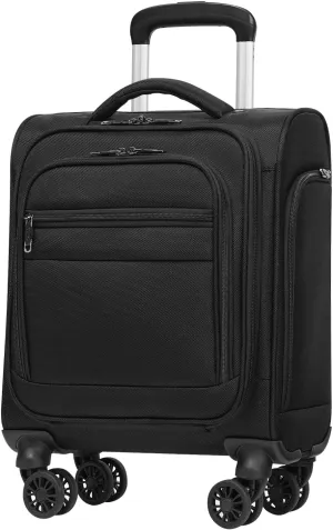Coolife Underseat Carry On Luggage Suitcase Softside Lightweight Rolling Travel Bag Spinner Suitcase Compact Upright 4 Dual Wheel Bag