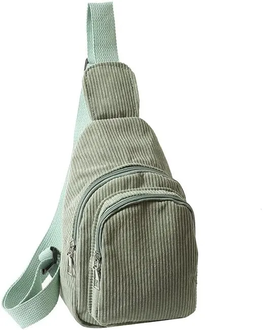 Corduroy Sling Bag Fanny Pack Crossbody Purse Mini Backpack Tote