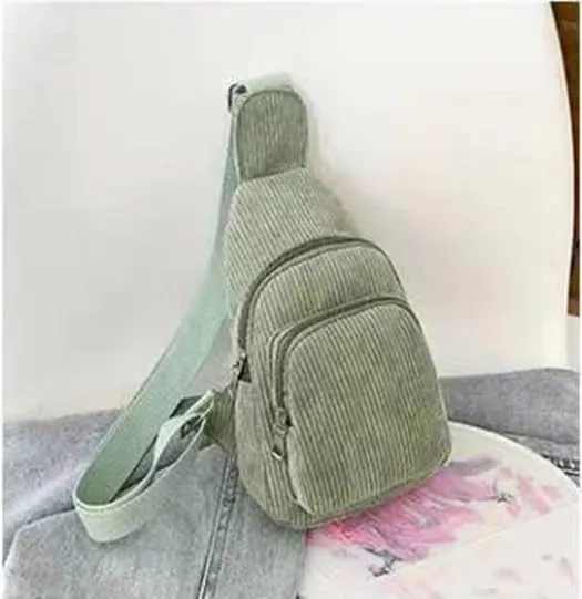 Corduroy Sling Bag Fanny Pack Crossbody Purse Mini Backpack Tote