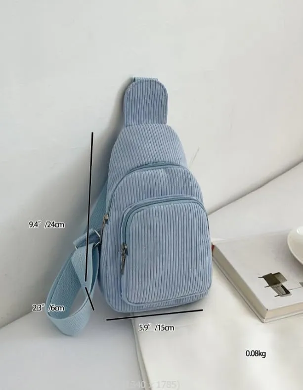Corduroy Sling Bag Fanny Pack Crossbody Purse Mini Backpack Tote