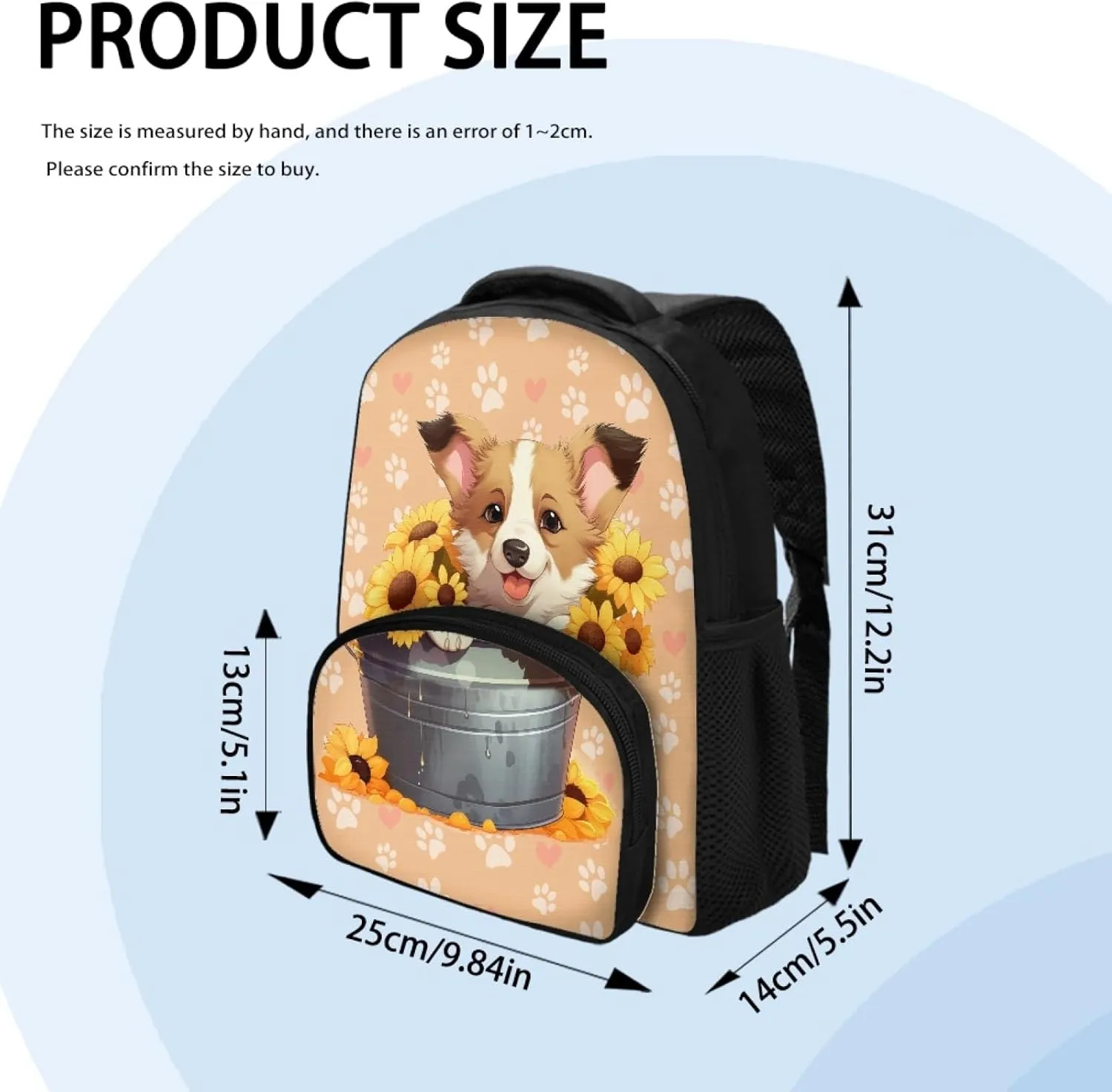 Corgi Dog Sunflower Toddler Preschool Backpack for Kids Girls 12 Inch Small Shoulder Book Bag Bagpacks with Adjustable Straps