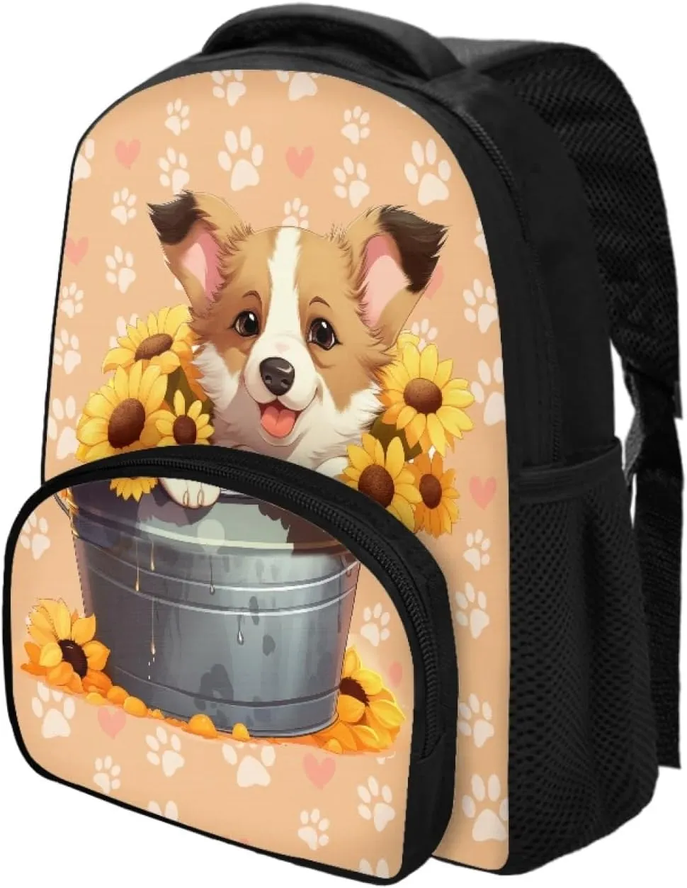 Corgi Dog Sunflower Toddler Preschool Backpack for Kids Girls 12 Inch Small Shoulder Book Bag Bagpacks with Adjustable Straps