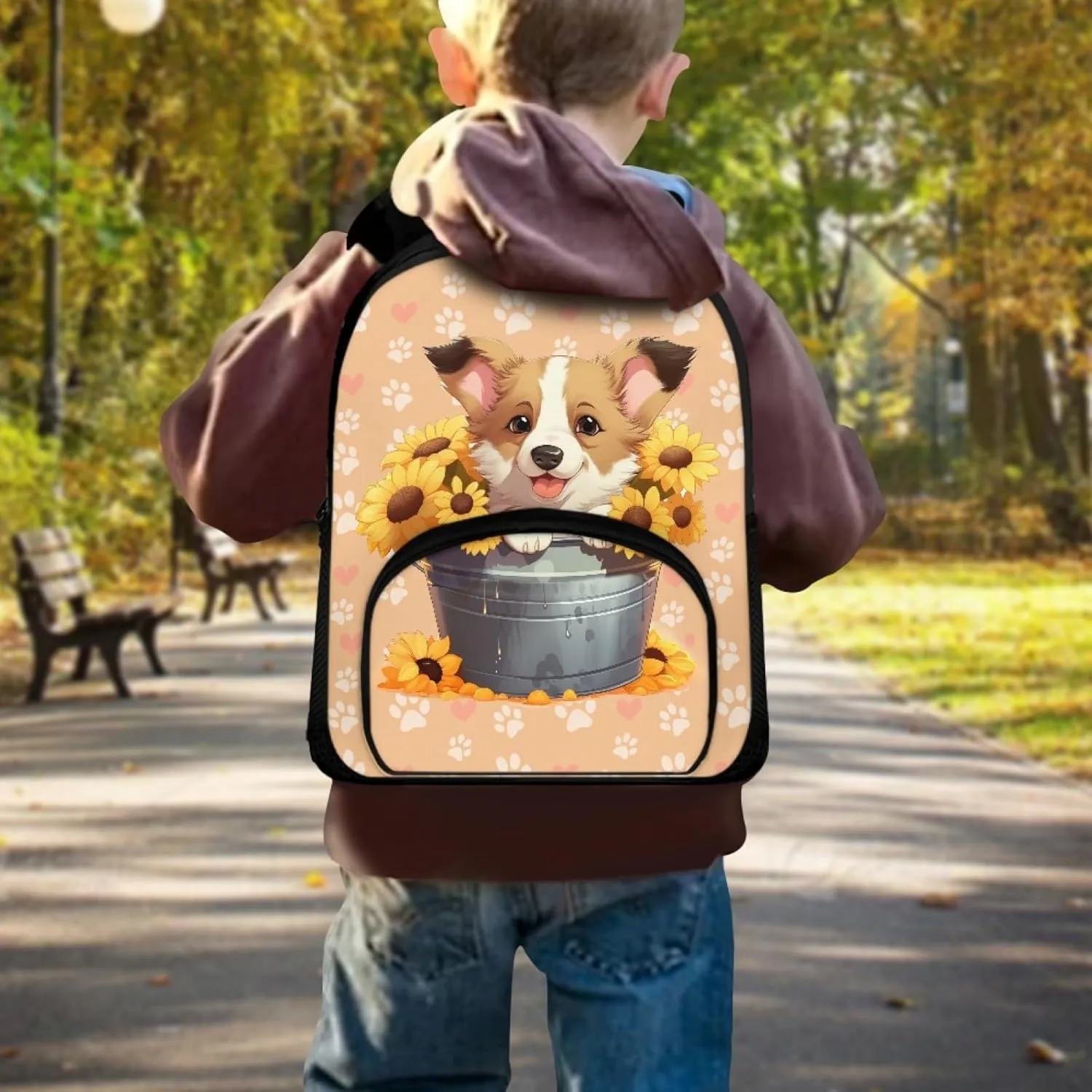 Corgi Dog Sunflower Toddler Preschool Backpack for Kids Girls 12 Inch Small Shoulder Book Bag Bagpacks with Adjustable Straps