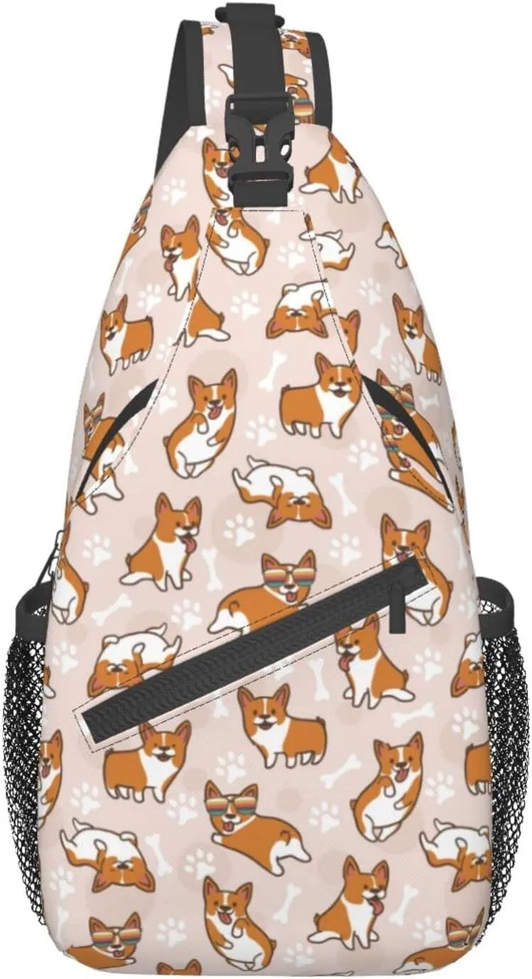 Corgi Sling Bag Crossbody Daypack Hiking Shoulder Backpack for Women Travel