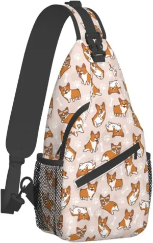 Corgi Sling Bag Crossbody Daypack Hiking Shoulder Backpack for Women Travel