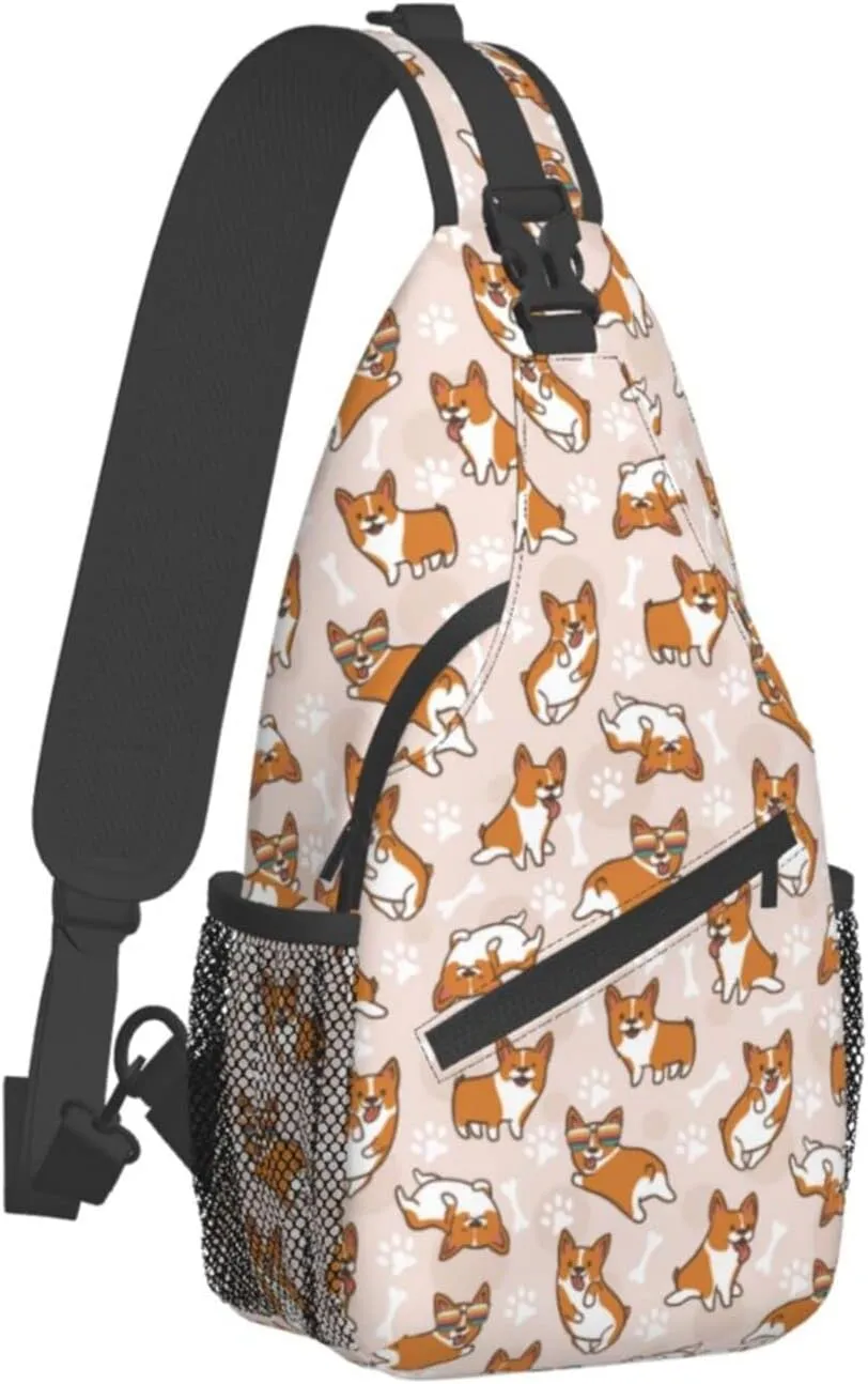 Corgi Sling Bag Crossbody Daypack Hiking Shoulder Backpack for Women Travel