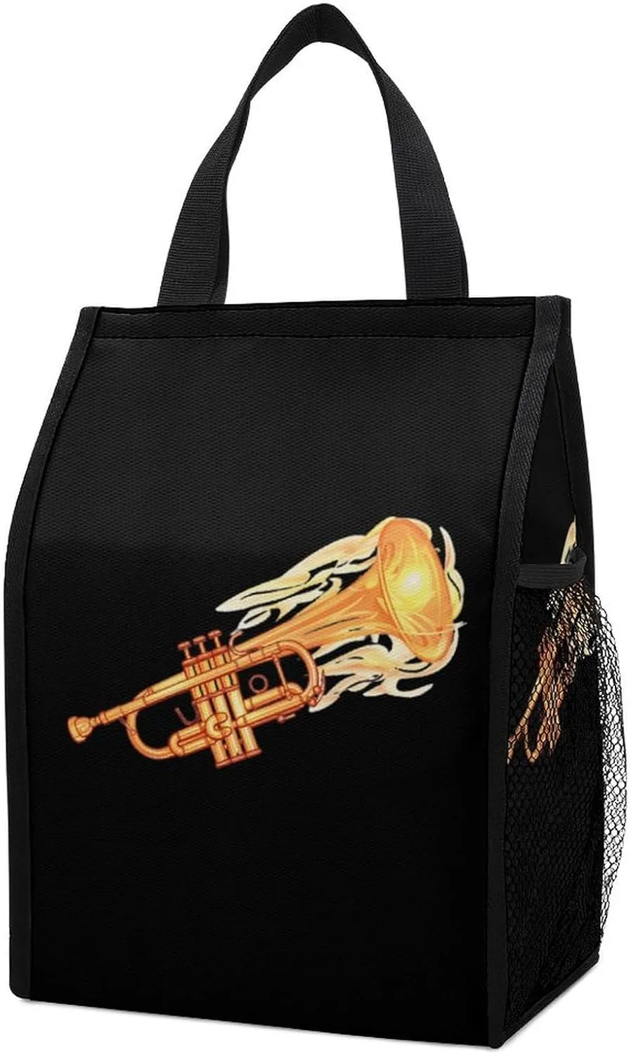 Cornet Trumpet Cute Insulated Lunch Bag Foldable and Portable Lunch Tote with Side Pocket for Work Picnic Travel