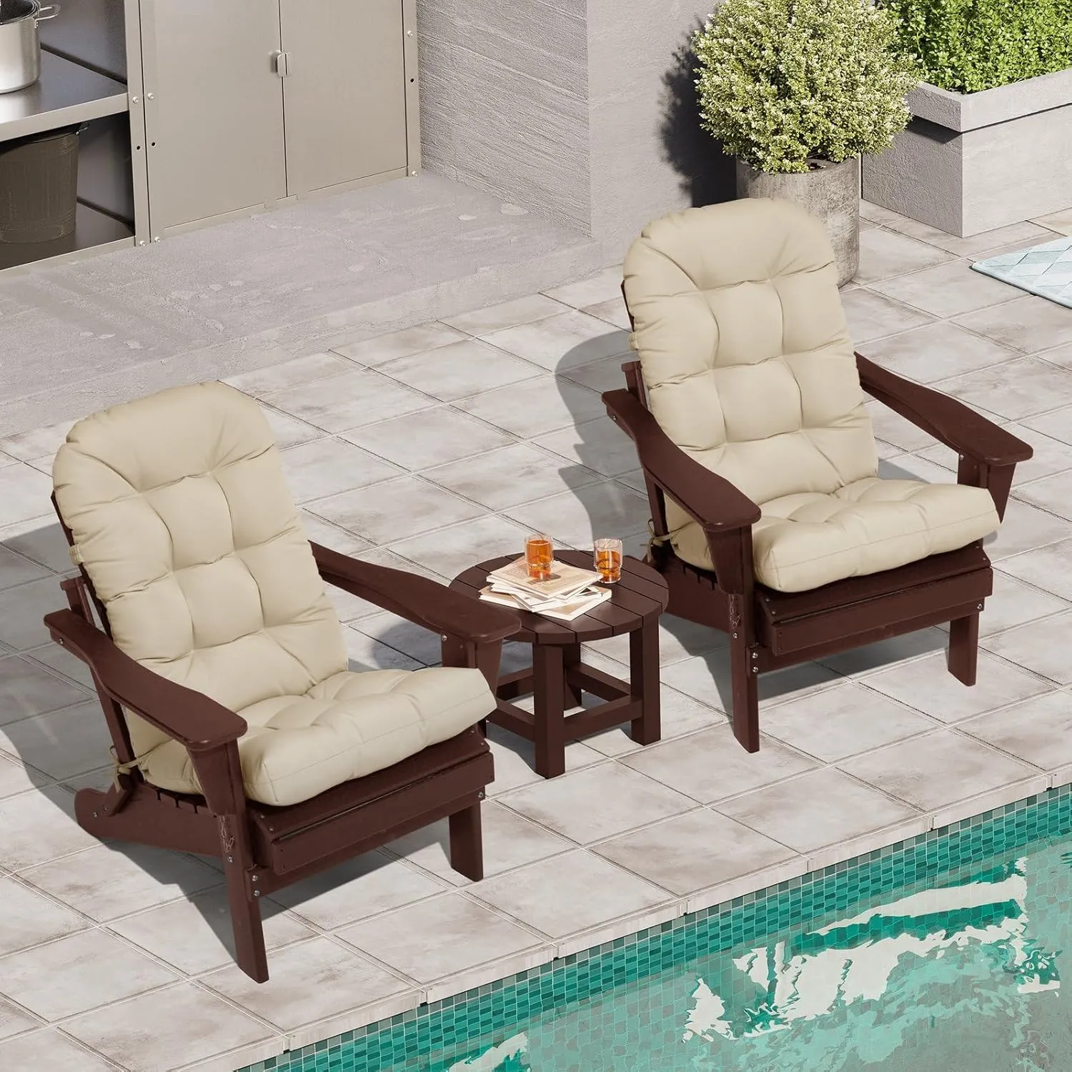 Crestlive Products Sunbrella Adirondack Chair Cushion Outdoor Chair Cushions Waterproof Fade Resistant 50x20x4 Inch High Back Patio Cushions Set of 2 Thick Replacement Cushions Antique Beige