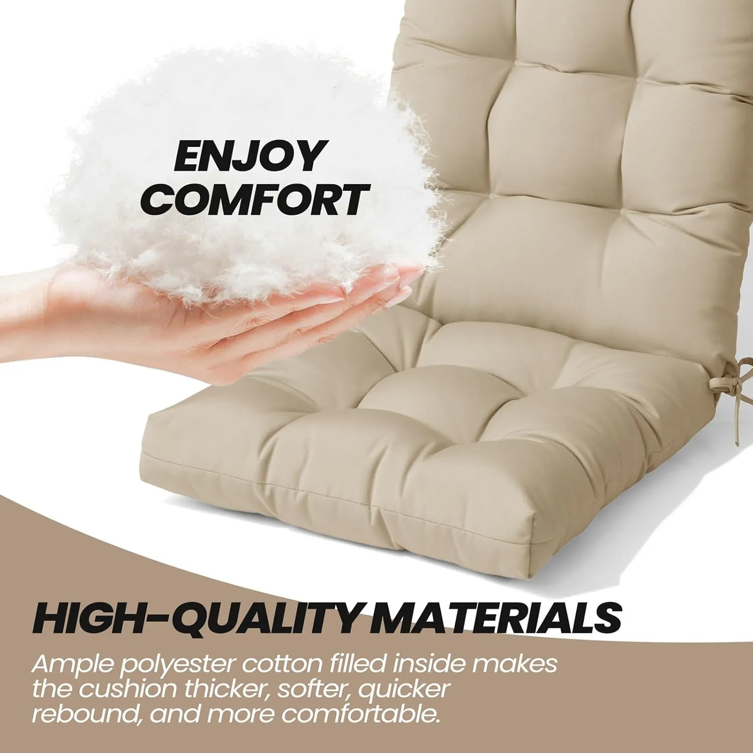 Crestlive Products Sunbrella Adirondack Chair Cushion Outdoor Chair Cushions Waterproof Fade Resistant 50x20x4 Inch High Back Patio Cushions Set of 2 Thick Replacement Cushions Antique Beige