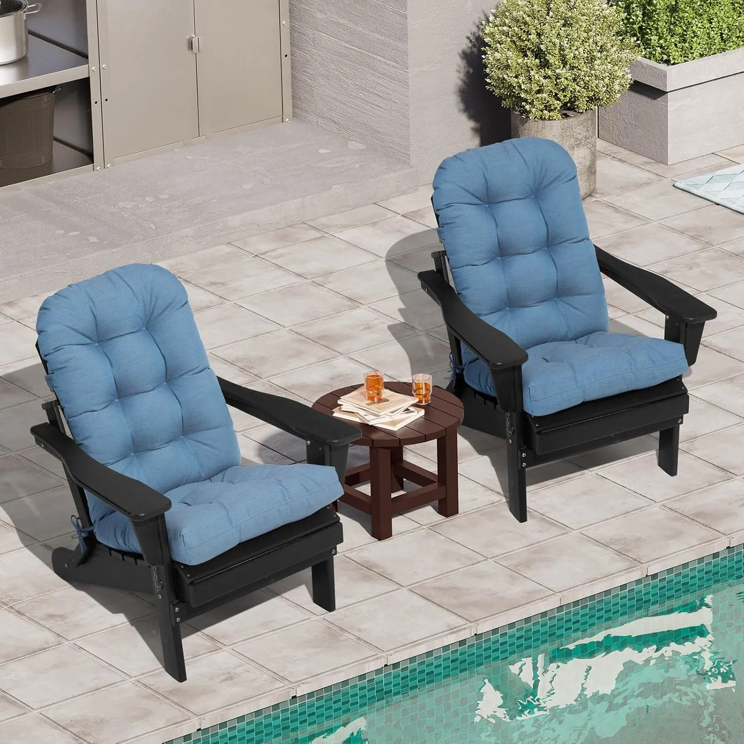 Crestlive Products Sunbrella Adirondack Chair Cushion Outdoor Chair Cushions Waterproof Fade Resistant 50x20x4 Inch High Back Patio Cushions Set of 2 Thick Replacement Cushions Denim Blue