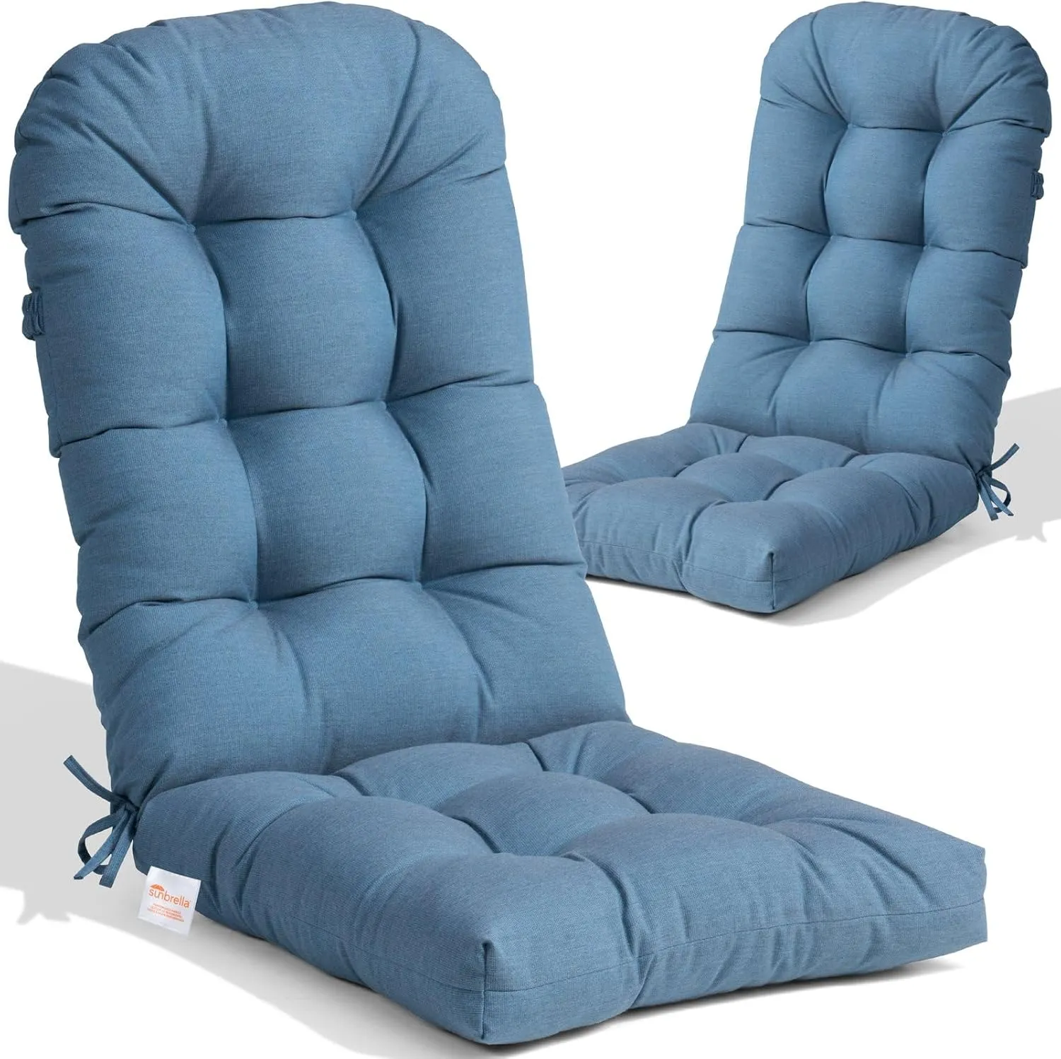 Crestlive Products Sunbrella Adirondack Chair Cushion Outdoor Chair Cushions Waterproof Fade Resistant 50x20x4 Inch High Back Patio Cushions Set of 2 Thick Replacement Cushions Denim Blue