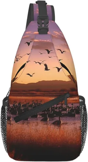 Crossbody Bag Sling Backpack Bosque del Apache Wildlife Refuge Travel Hiking Chest Bag Daypack for Women Men