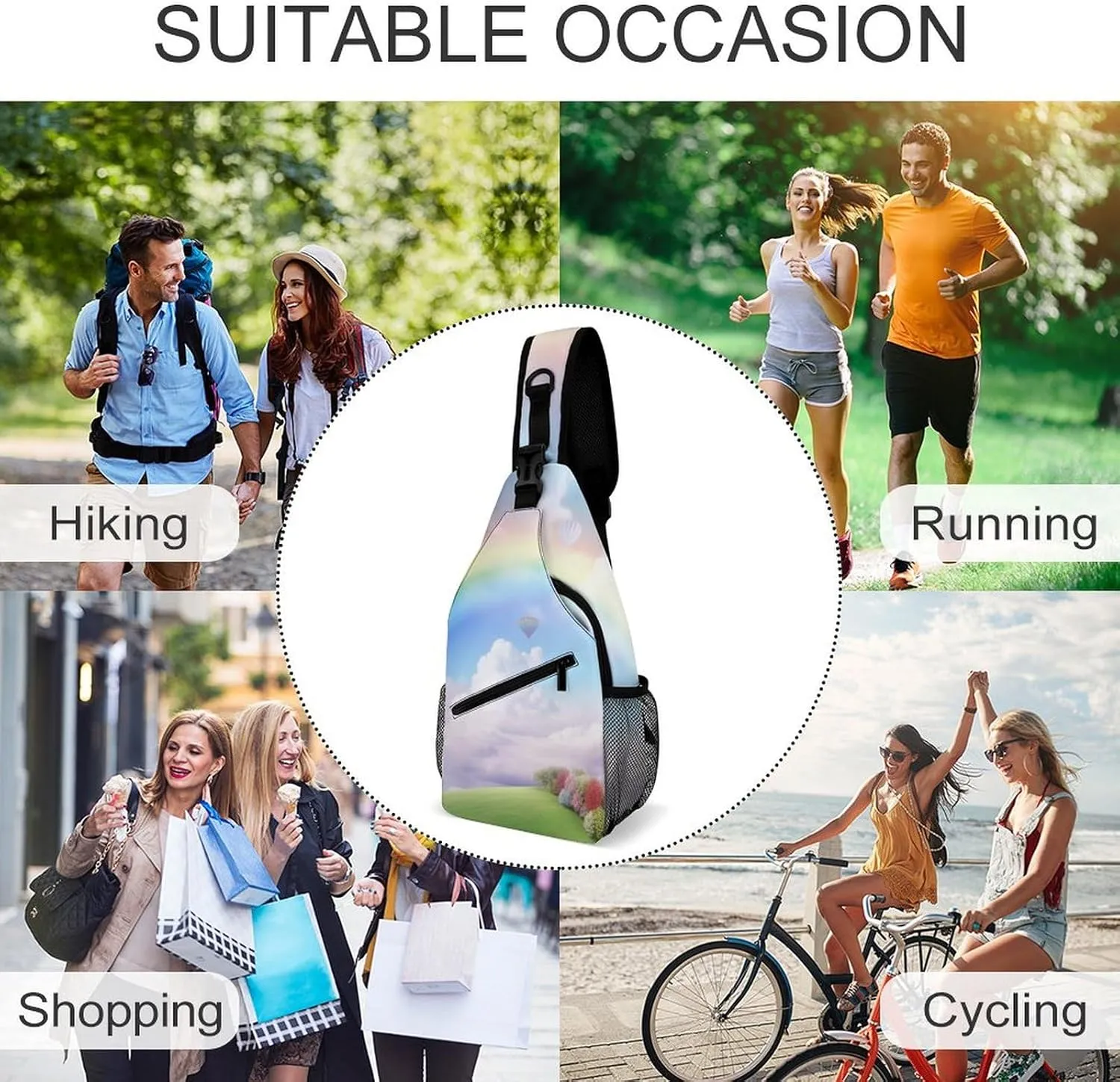 Crossbody Bag Travel Sling Bag for Men Small Sling Backpack Dreamy Rainbow Chest Bag Shoulder Bag for Outdoor