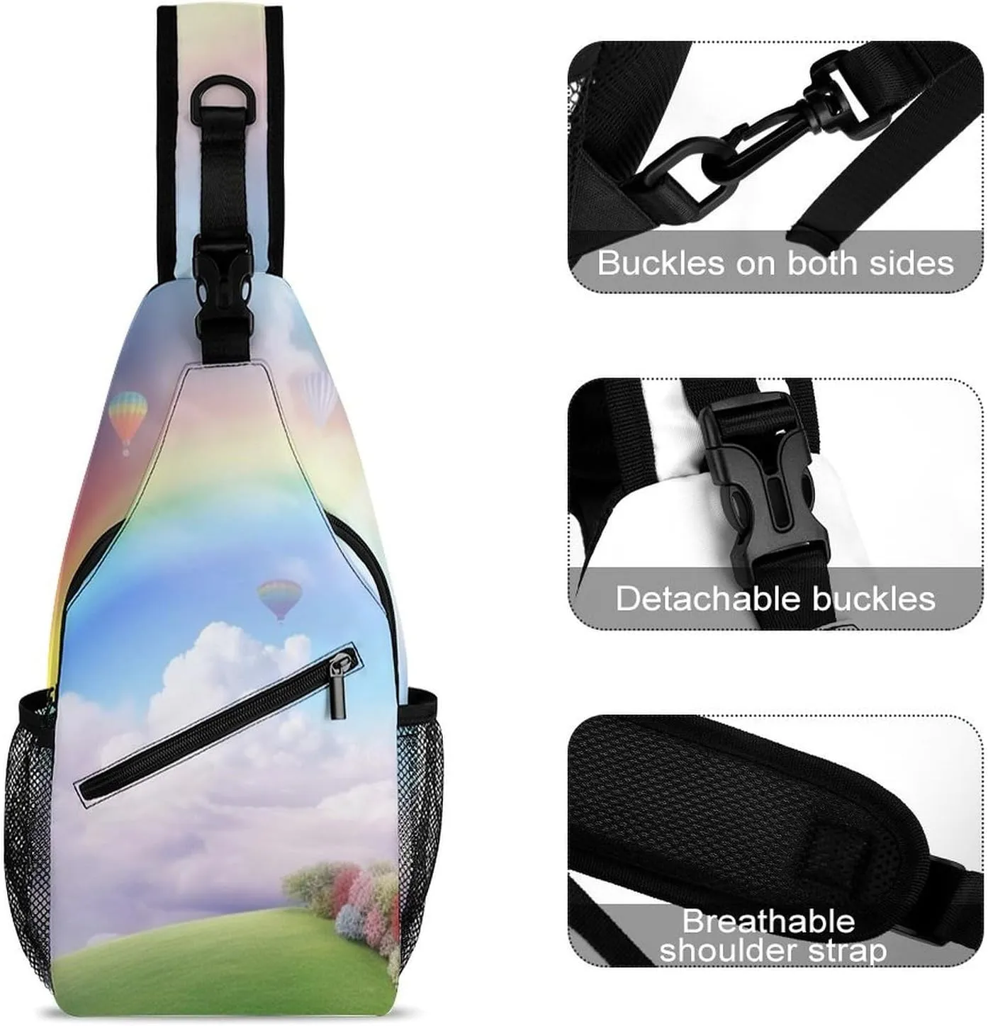 Crossbody Bag Travel Sling Bag for Men Small Sling Backpack Dreamy Rainbow Chest Bag Shoulder Bag for Outdoor