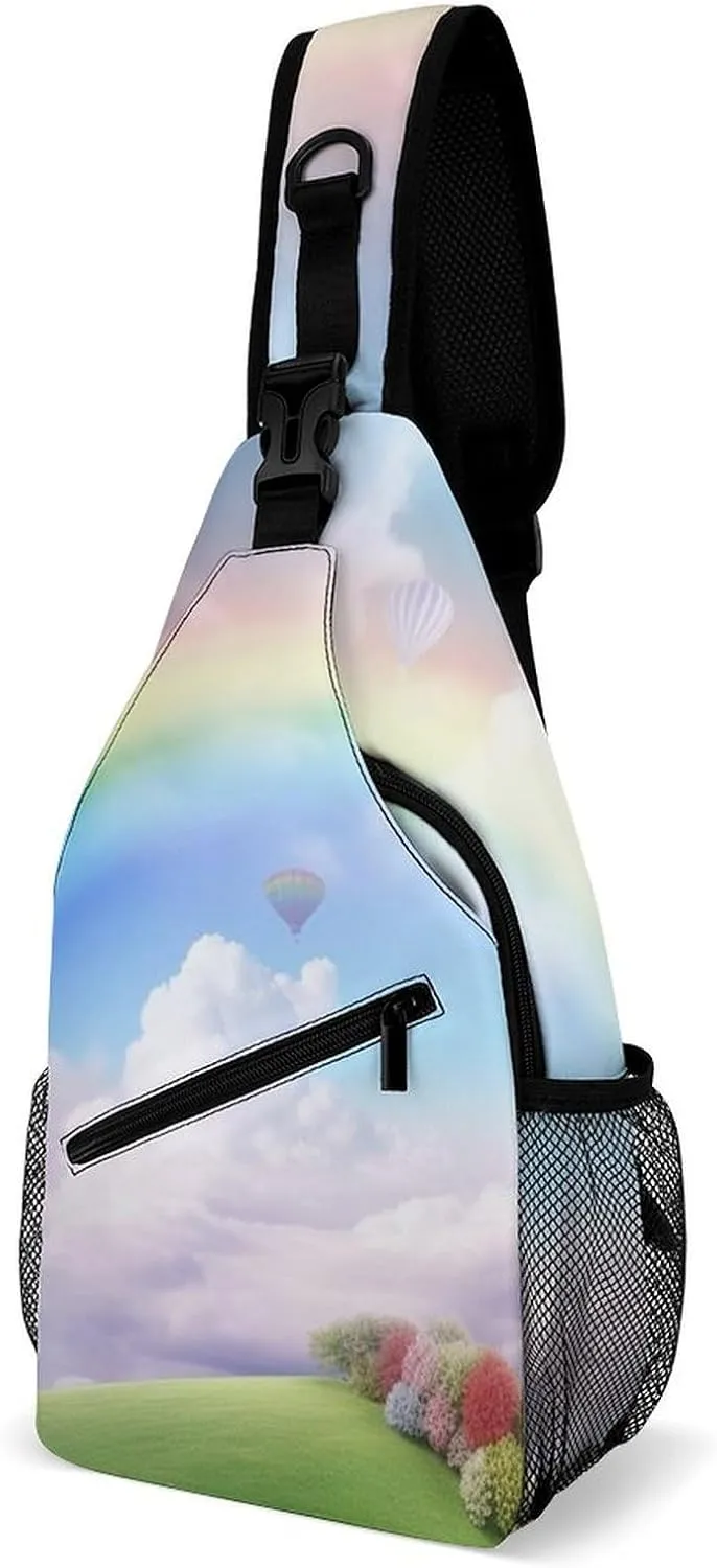 Crossbody Bag Travel Sling Bag for Men Small Sling Backpack Dreamy Rainbow Chest Bag Shoulder Bag for Outdoor
