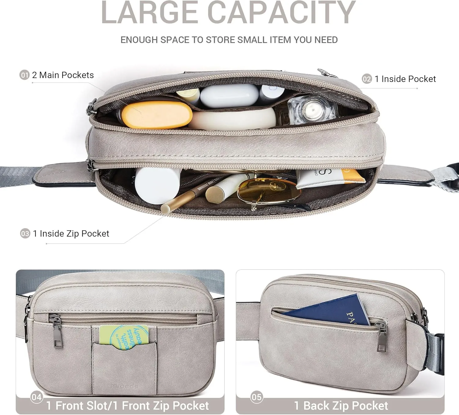Crossbody Bags for Women Men Sling Bag 5 Pockets Fanny Pack Sling Backpack Chest Daypack Travel Purse Anti Theft