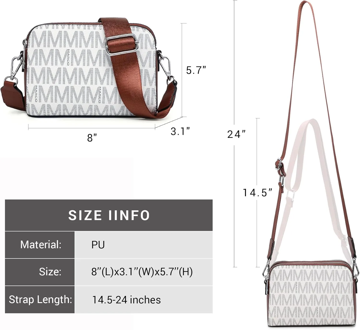 Crossbody Bags for Women Triple Zip Vegan Leather Camera Purses Small Shoulder Handbags with Wide Strap