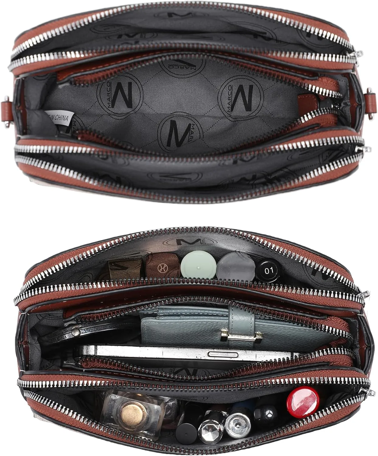 Crossbody Bags for Women Triple Zip Vegan Leather Camera Purses Small Shoulder Handbags with Wide Strap