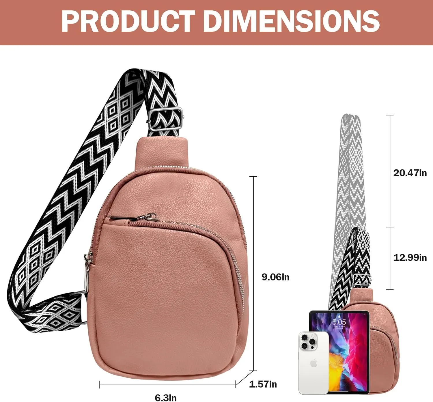 Crossbody bags for women,travel sling bag, fanny packs purses for women bag with pu leather.