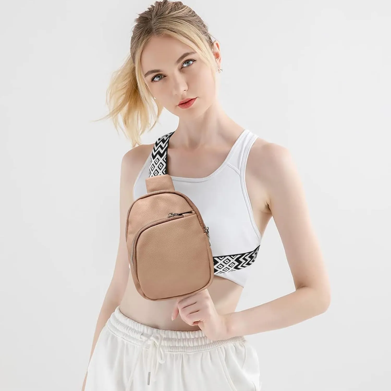 Crossbody bags for women,travel sling bag, fanny packs purses for women bag with pu leather.