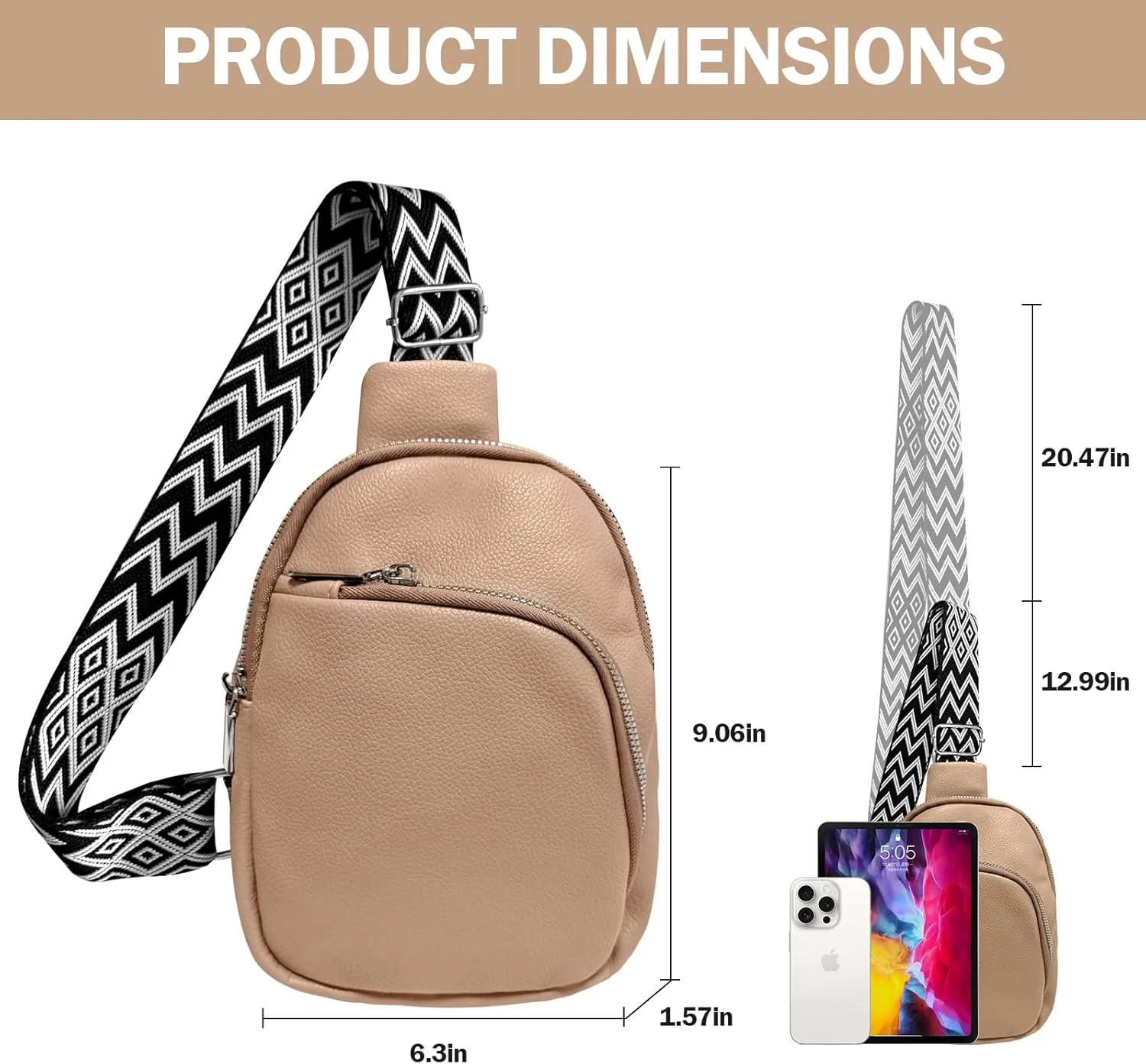 Crossbody bags for women,travel sling bag, fanny packs purses for women bag with pu leather.