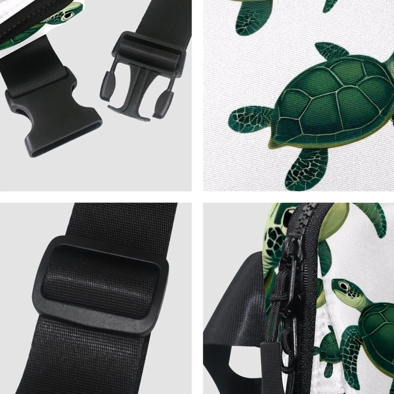 Crossbody Belt Bag for Women Men, Green Turtle Fanny Packs with Zipper Pockets,Waterproof Waist Packs with Adjustable Strap for Workout Running Traveling Hiking
