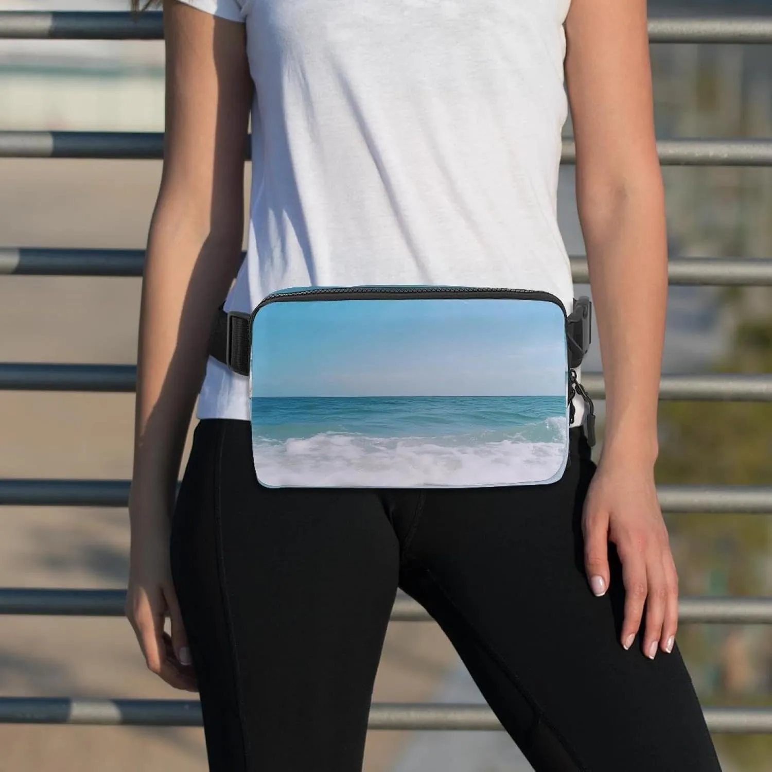 Crossbody Belt Bag for Women Men, Shells Starfish Sea Sky Fanny Packs with Zipper Pockets,Waterproof Waist Packs with Adjustable Strap for Workout Running Traveling Hiking