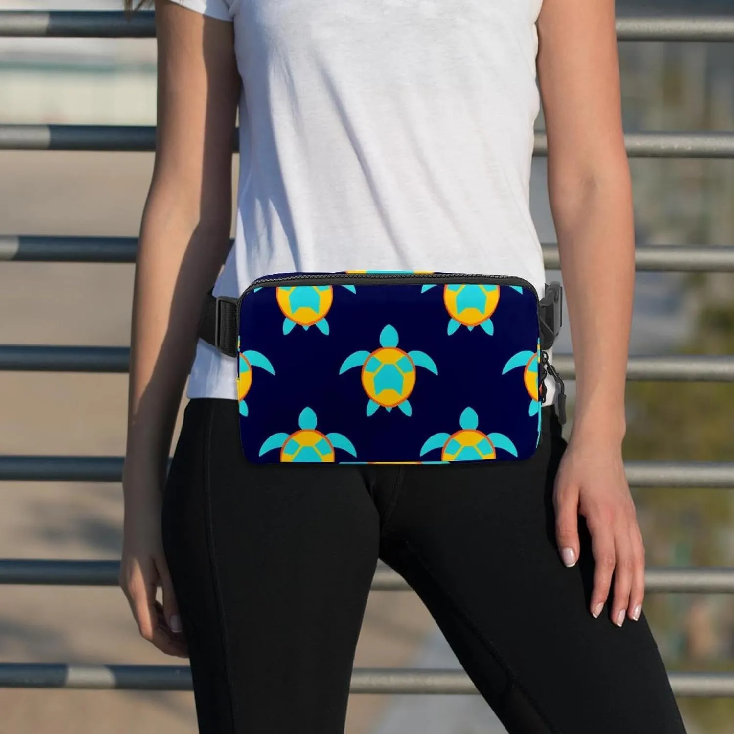 Crossbody Belt Bag for Women Men, Turtle Printing Fanny Packs with Zipper Pockets,Waterproof Waist Packs with Adjustable Strap for Workout Running Traveling Hiking