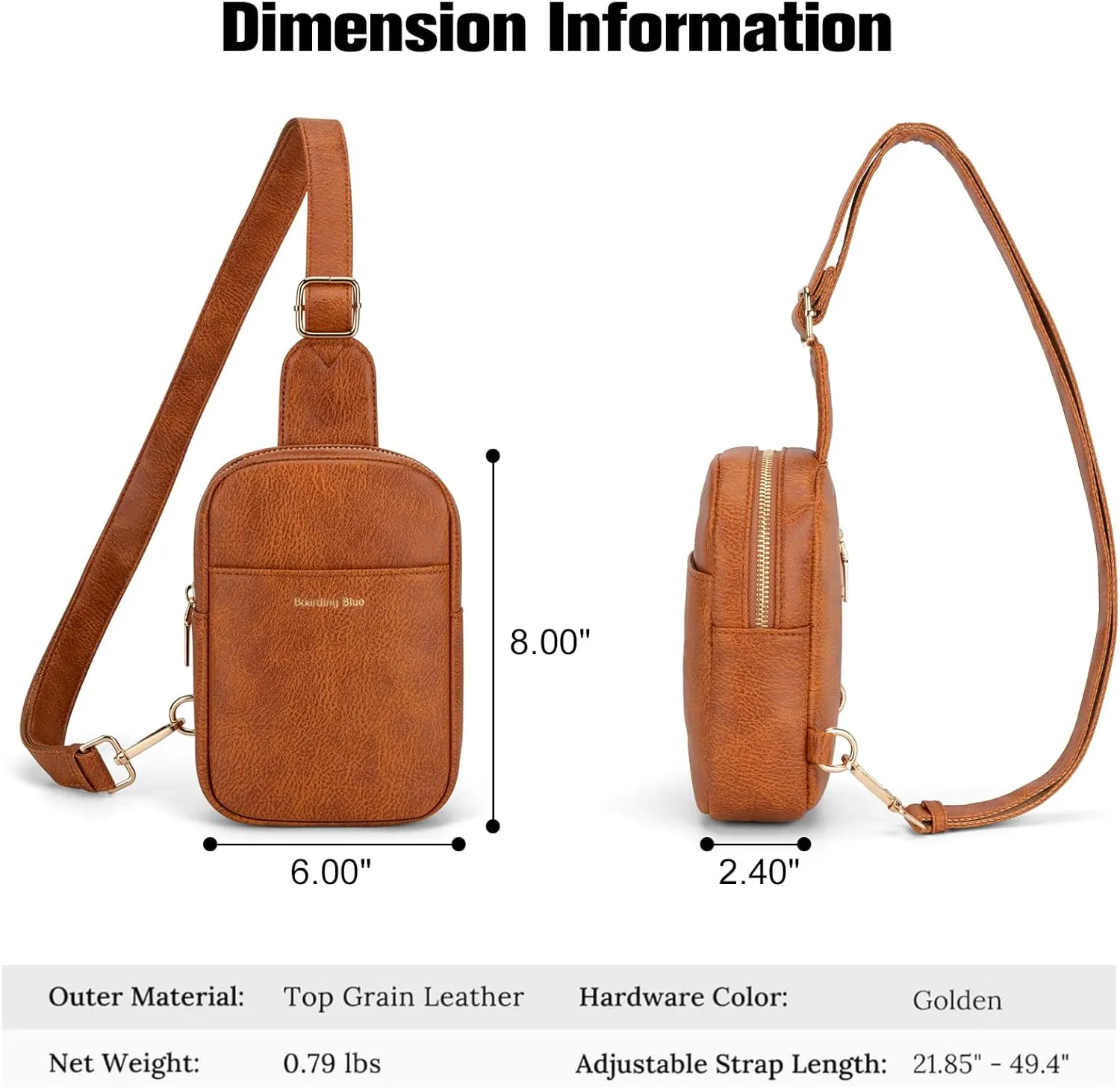 Crossbody Fanny Anti Theft Bag for Women Small Sling bag and Chest Bag Leather Safe Mini Travel Purse (Brown)