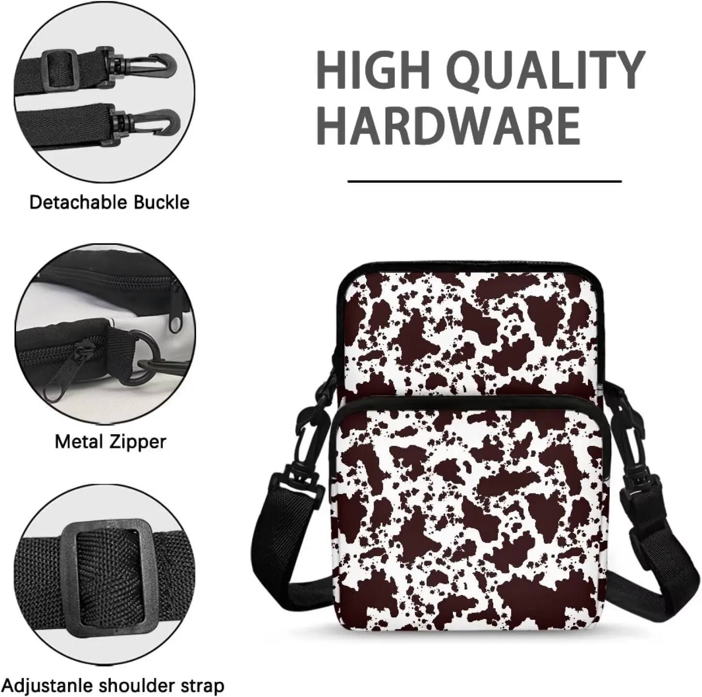 Crossbody Fanny Packs for Women Everywhere Fanny Pack Purse Sling Bag with Adjustable Strap Crossbody Bag Sling Purse for Travel Walking Running Cycling, Cow Print