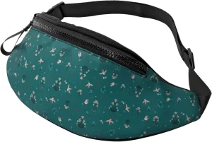 Crossbody Fanny Packs for Women Men - flower swallow Running Belt Bag Travel Waist Bag for Women Men