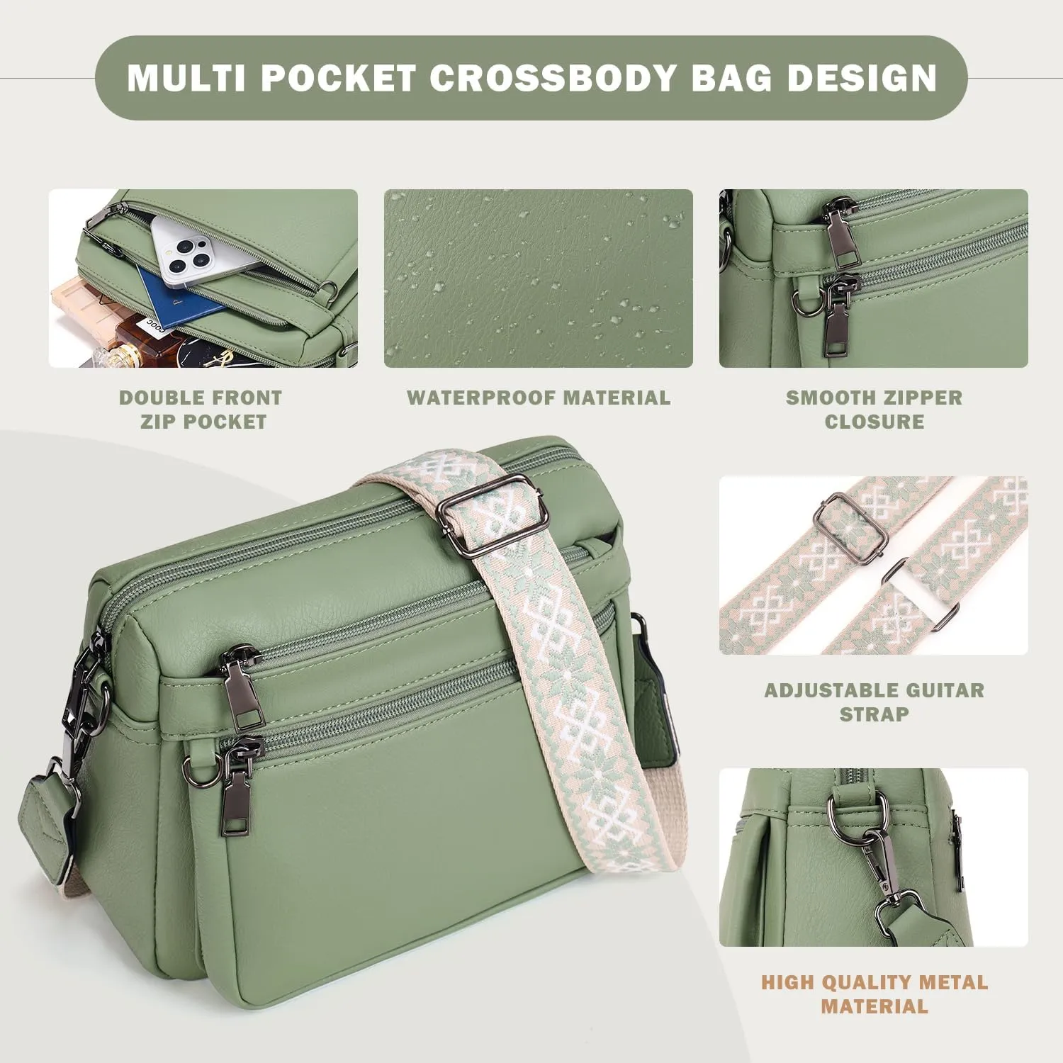 Crossbody Purses for Women Trendy,Vegan Leather Crossbody Bags,Cell Phone Camera Shoulder Handbags with Card Slots