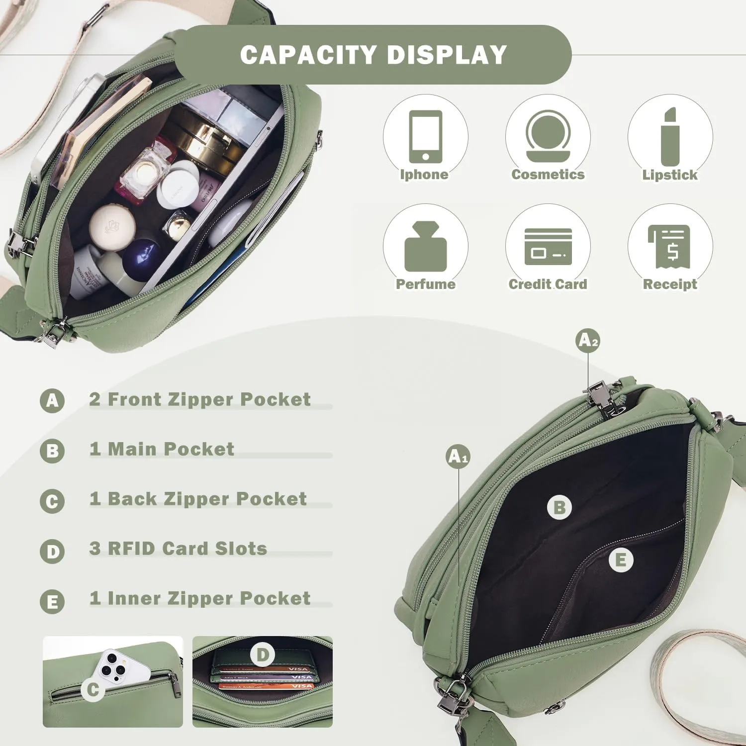 Crossbody Purses for Women Trendy,Vegan Leather Crossbody Bags,Cell Phone Camera Shoulder Handbags with Card Slots