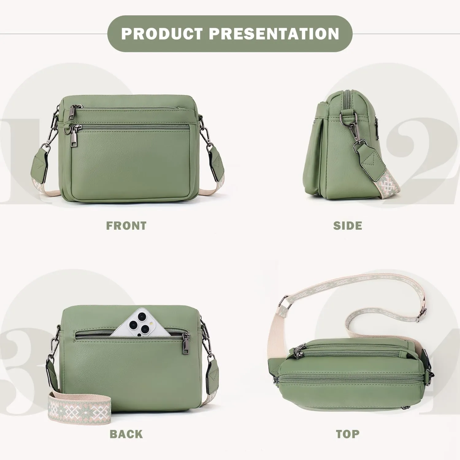 Crossbody Purses for Women Trendy,Vegan Leather Crossbody Bags,Cell Phone Camera Shoulder Handbags with Card Slots