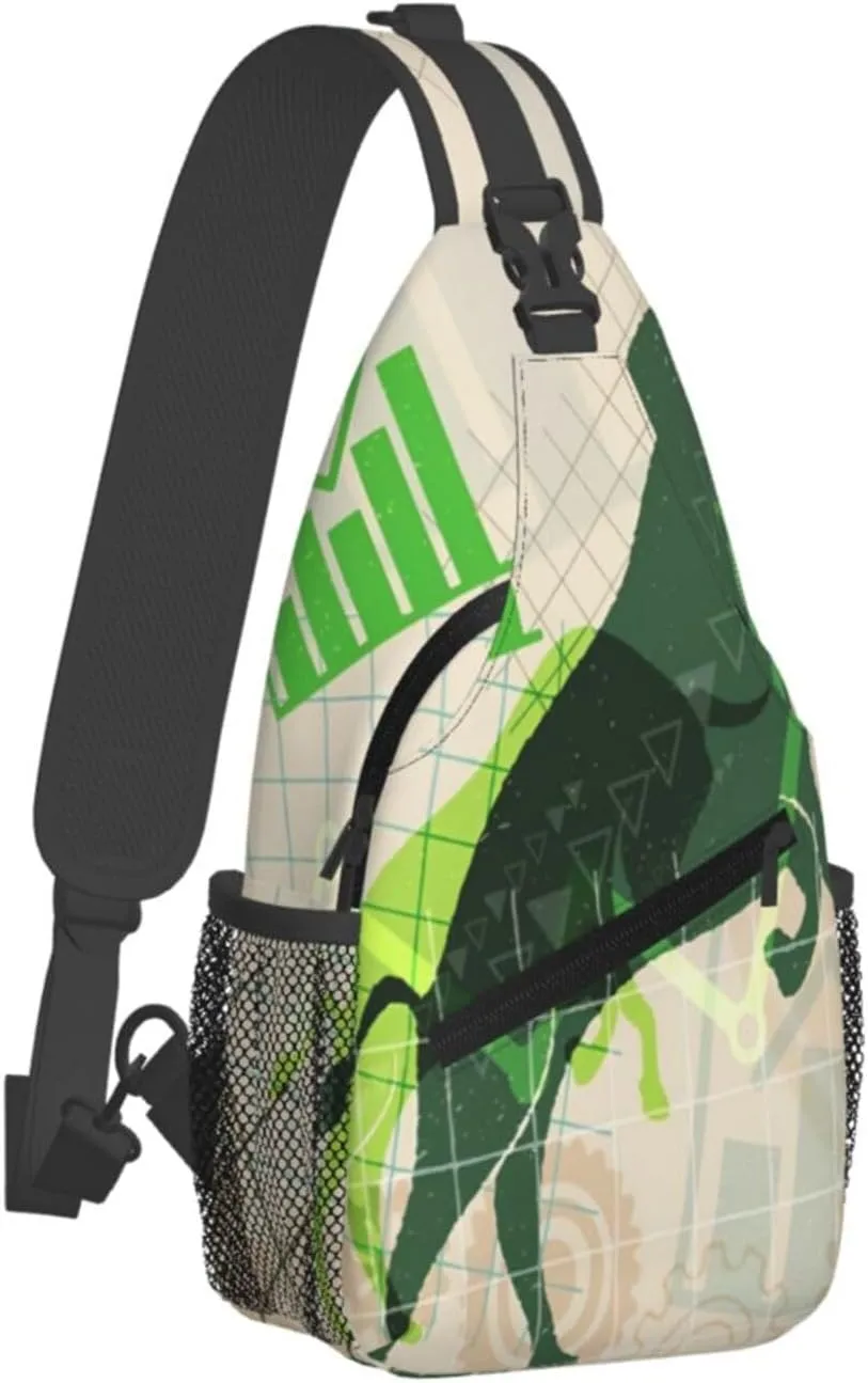 Crossbody Sling Bag for Men Women, Stock Investment Market Sling Backpack Shoulder Chest Bag, Anti Theft Travel Hiking Daypacks