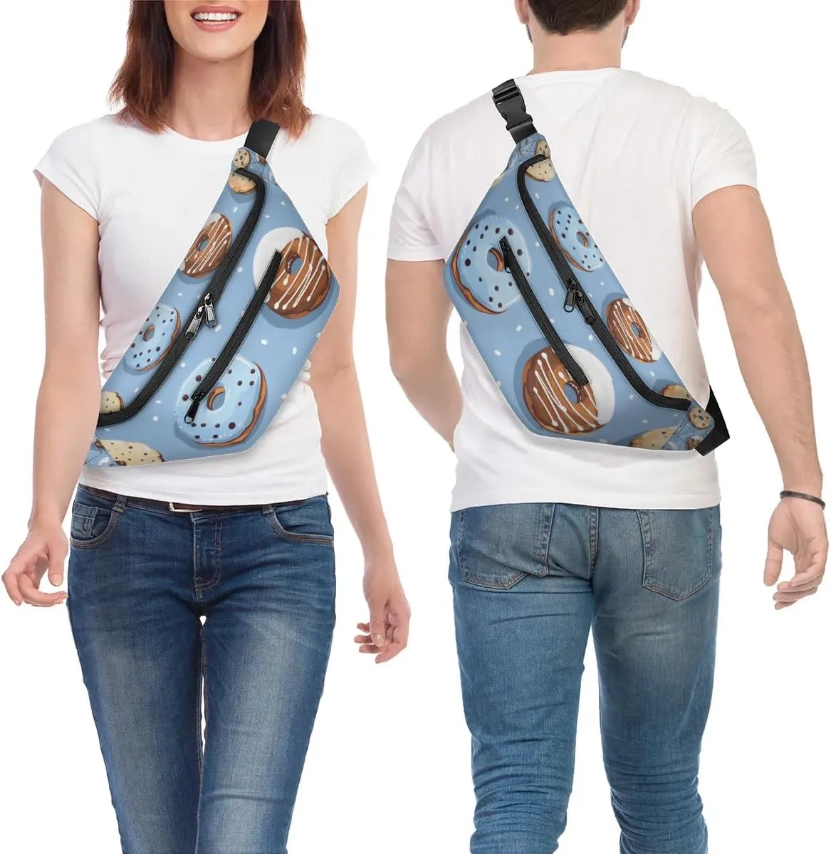Crossbody Sling Bags for Women Men Delicious Doughnuts Casual Sling Backpack Daypack Chest Bag for Travel Sport Hiking Running