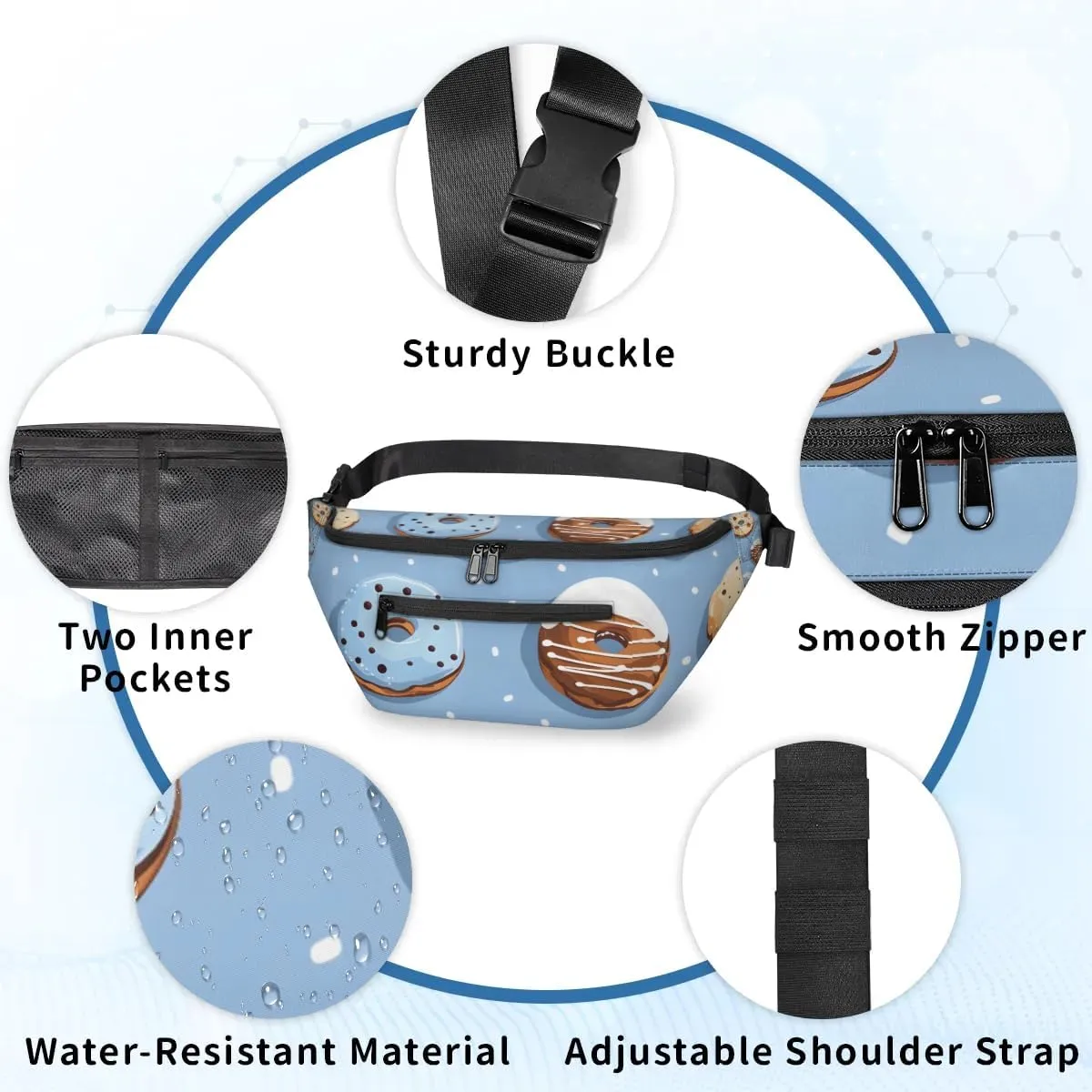 Crossbody Sling Bags for Women Men Delicious Doughnuts Casual Sling Backpack Daypack Chest Bag for Travel Sport Hiking Running