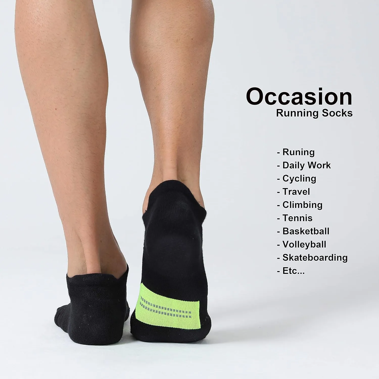 CS CELERSPORT 6 Pack Men's Running Ankle Socks with Cushion, Low Cut Athletic Tab Socks