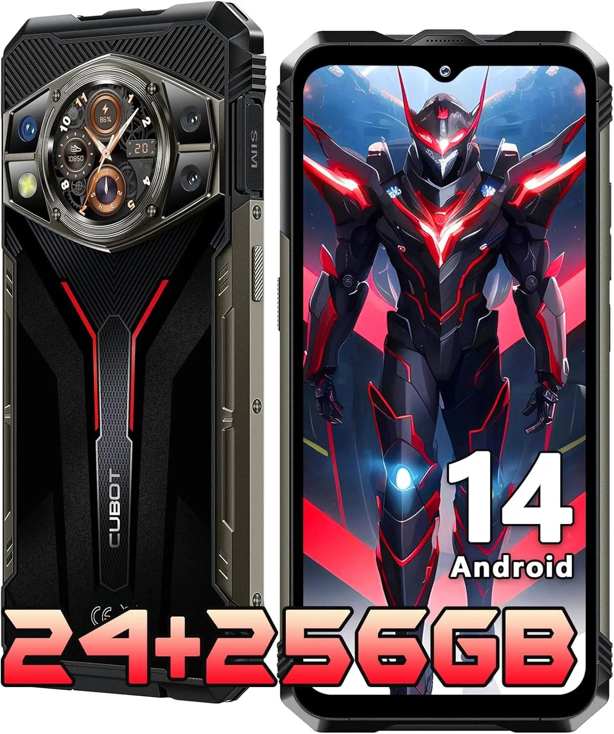 CUBOT KingKong AX 2024 Rugged Phone Unlocked-Android 14/ MTK G99/ 24GB RAM 256GB ROM Dual SIM Smartphone/ 6.58" &1.32" Dual Screen/100MP Rugged Smartphone/ IP68 IP69K Waterproof Cell Phone/33W/GPS/NFC